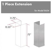 ZLINE 61-Inch Extended Chimney and Crown for 12. Ft. Ceiling in Satin Stainless Steel (8654-E)