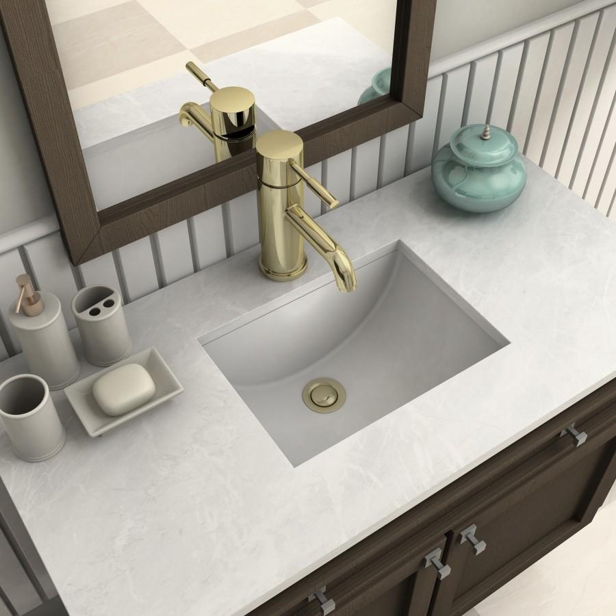 Polished gold corner bath faucet with tall body and curved spout