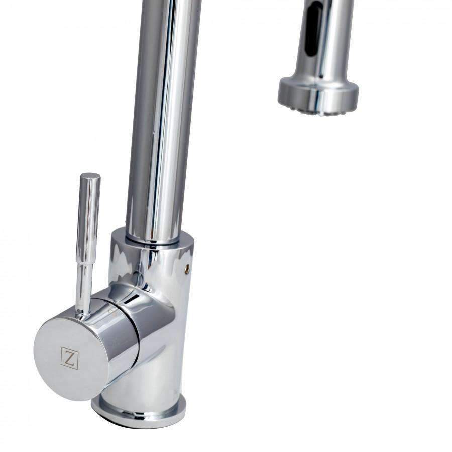 Chrome faucet base and circular control knob with side spray outlet