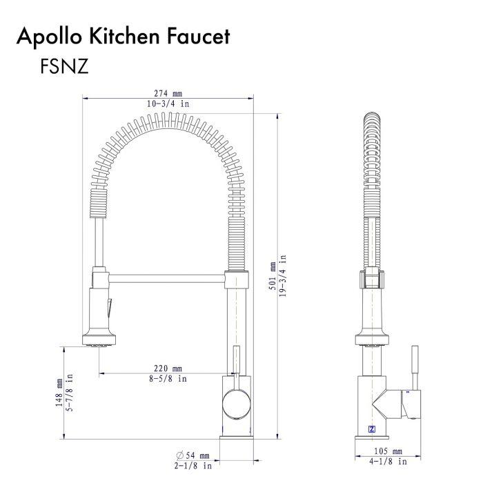 ZLINE Apollo Kitchen Faucet in Gun Metal (APL-KF-GM) Kitchen Faucet ZLINE 