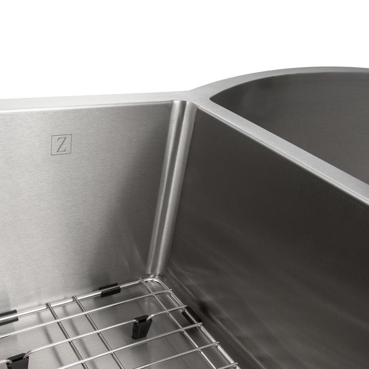 ZLINE Aspen 33 Inch Undermount Double Bowl Sink in Snow Stainless Steel (SC30D-33S) Kitchen Sink ZLINE 