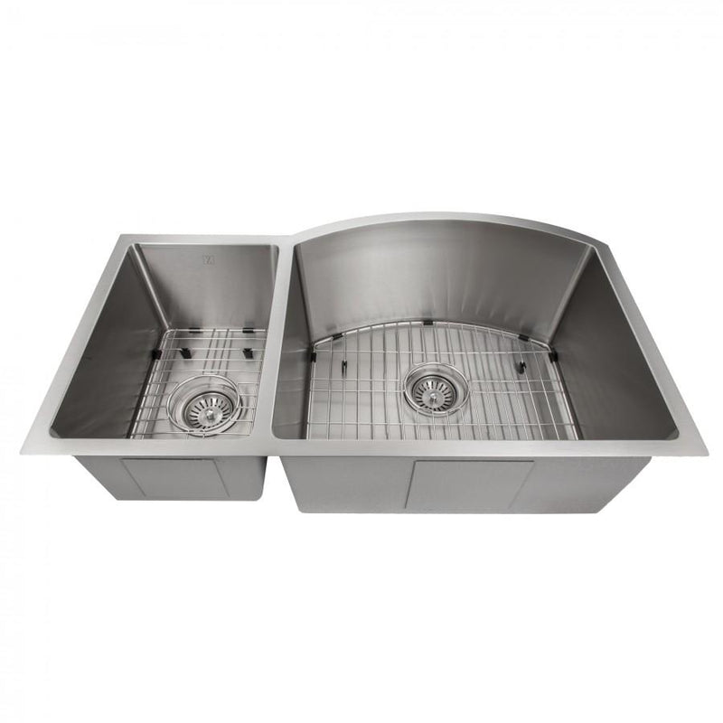ZLINE Aspen 33 Inch Undermount Double Bowl Sink in Snow Stainless Steel (SC30D-33S) Kitchen Sink ZLINE 