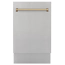 ZLINE Autograph Edition 18" Compact 3rd Rack Top Control Dishwasher in Stainless Steel with Champagne Bronze Handle, 51dBa (DWVZ-304-18-CB) Dishwashers ZLINE 
