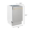 ZLINE Autograph Edition 18" Compact 3rd Rack Top Control Dishwasher in Stainless Steel with Gold Handle, 51dBa (DWVZ-304-18-G) Dishwashers ZLINE 