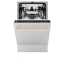 ZLINE Autograph Edition 18" Compact 3rd Rack Top Control Dishwasher in Stainless Steel with Gold Handle, 51dBa (DWVZ-304-18-G) Dishwashers ZLINE 