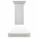 ZLINE Autograph Edition 2-Piece Appliance Package - 30" Dual Fuel Range & Wall Mounted Range Hood in Stainless Steel and White Door with Gold Trim (AP2-RAZ-WM-30-G) Appliance Package ZLINE 