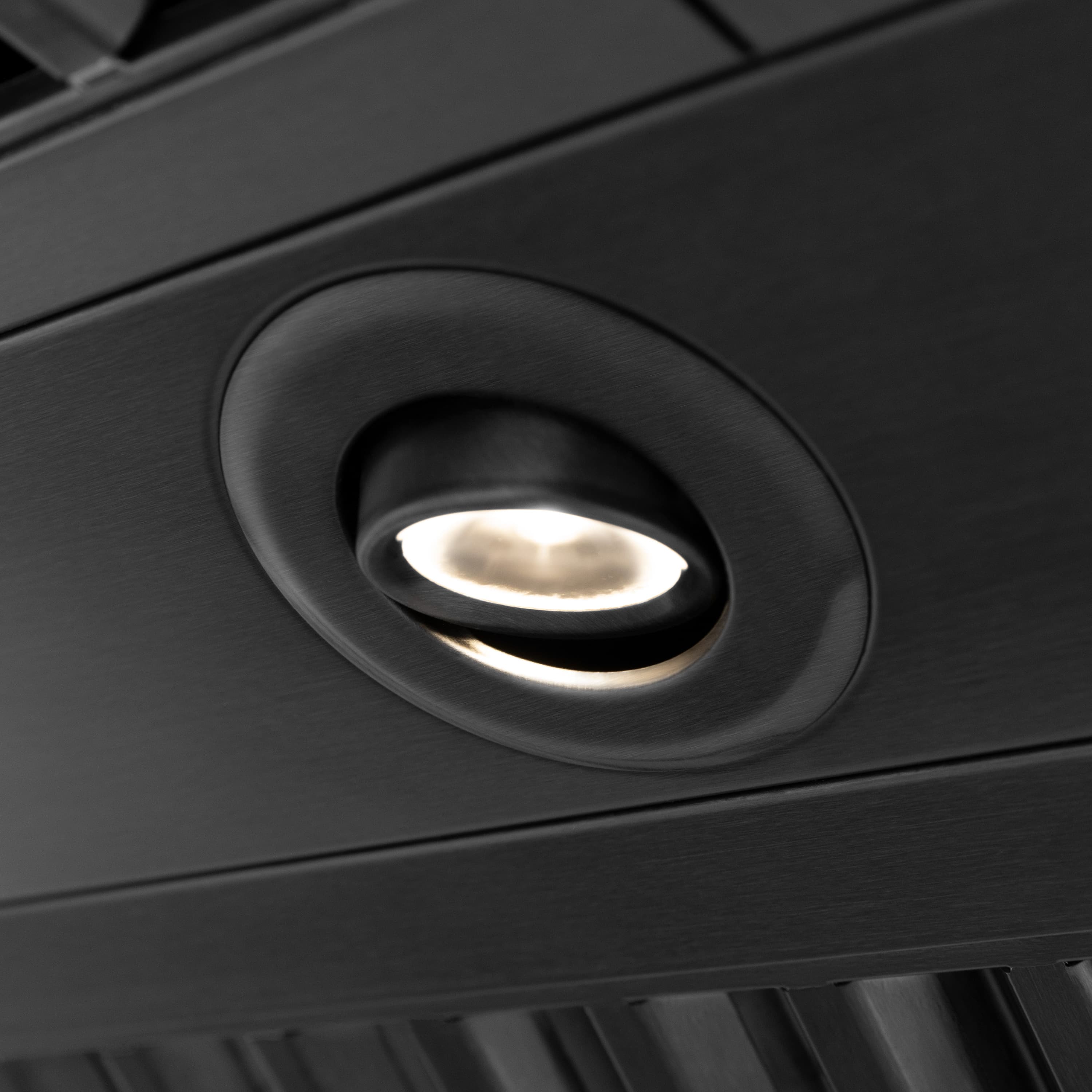 Round black vent light knob with recessed circular opening