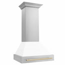 ZLINE Autograph Edition 2-Piece Appliance Package - 30" Gas Range & Wall Mounted Range Hood in Stainless Steel and White Door with Gold Trim (AP2-RGZ-WM-30-G) Appliance Package ZLINE 