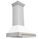 ZLINE Autograph Edition 2-Piece Appliance Package - 36" Dual Fuel Range & Wall Mounted Range Hood in Stainless Steel and White Door with Gold Trim (AP2-RAZ-WM-36-G) Appliance Package ZLINE 