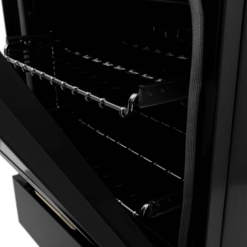 ZLINE Autograph Edition 24" 2.8 cu. ft. Dual Fuel Range with Gas Stove and Electric Oven in Black Stainless Steel with Champagne Bronze Accents (RABZ-24-CB) Ranges ZLINE 