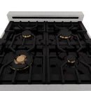ZLINE Autograph Edition 24" 2.8 cu. ft. Dual Fuel Range with Gas Stove and Electric Oven in DuraSnow® Stainless Steel with Matte Black Accents (RASZ-SN-24-MB) Ranges ZLINE 