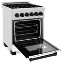 ZLINE Autograph Edition 24" 2.8 cu. ft. Dual Fuel Range with Gas Stove and Electric Oven in DuraSnow® Stainless Steel with White Matte Door and Matte Black Accents (RASZ-WM-24-MB) Ranges ZLINE 
