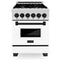 ZLINE Autograph Edition 24-Inch 2.8 cu. ft. Dual Fuel Range with Gas Stove and Electric Oven in DuraSnow® Stainless Steel with White Matte Door and Matte Black Accents (RASZ-WM-24-MB)