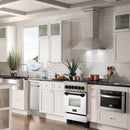 ZLINE Autograph Edition 24" 2.8 cu. ft. Dual Fuel Range with Gas Stove and Electric Oven in DuraSnow® Stainless Steel with White Matte Door and Matte Black Accents (RASZ-WM-24-MB) Ranges ZLINE 