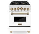 ZLINE Autograph Edition 24" 2.8 cu. ft. Dual Fuel Range with Gas Stove and Electric Oven in Stainless Steel with White Matte Door and Champagne Bronze Accents (RAZ-WM-24-CB) Ranges ZLINE 
