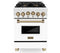 ZLINE Autograph Edition 24-Inch 2.8 cu. ft. Dual Fuel Range with Gas Stove and Electric Oven in Stainless Steel with White Matte Door and Champagne Bronze Accents (RAZ-WM-24-CB)