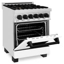 ZLINE Autograph Edition 24" 2.8 cu. ft. Dual Fuel Range with Gas Stove and Electric Oven in Stainless Steel with White Matte Door and Matte Black Accents (RAZ-WM-24-MB) Ranges ZLINE 