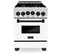 ZLINE Autograph Edition 24-Inch 2.8 cu. ft. Range with Gas Stove and Gas Oven in DuraSnow® Stainless Steel with White Matte Door and Matte Black Accents (RGSZ-WM-24-MB)