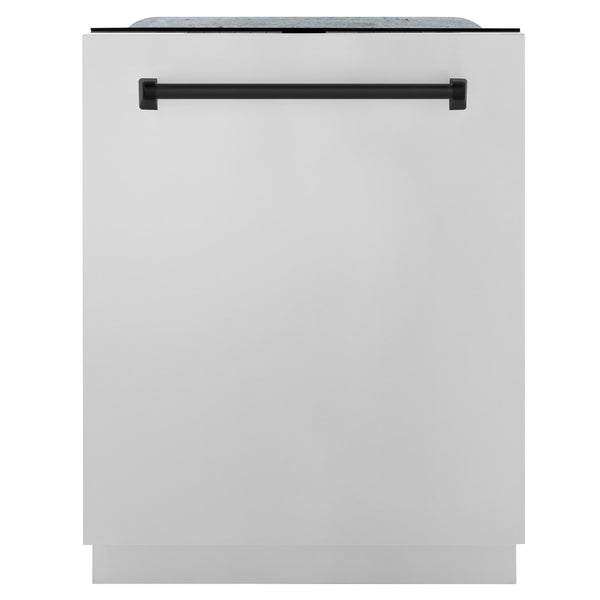 ZLINE Autograph Edition 24" 3rd Rack Top Control Tall Tub Dishwasher in Stainless Steel with Matte Black Handle, 51dBa (DWMTZ-304-24-MB) Dishwashers ZLINE 