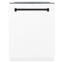ZLINE Autograph Edition 24" 3rd Rack Top Control Tall Tub Dishwasher in White Matte with Matte Black Handle, 51dBa (DWMTZ-WM-24-MB) Dishwashers ZLINE 