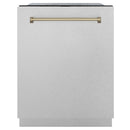 ZLINE Autograph Edition 24" 3rd Rack Top Touch Control Tall Tub Dishwasher in DuraSnow Stainless Steel with Champagne Bronze Handle, 51dBa (DWMTZ-SN-24-CB) Dishwashers ZLINE 