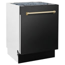 ZLINE Autograph Edition 3-Piece Appliance Package - 30" Dual Fuel Range, Wall Mounted Range Hood, & 24" Tall Tub Dishwasher in Black Stainless Steel with Gold Trim (3AKP-RABRHDWV30-G) Appliance Package ZLINE 