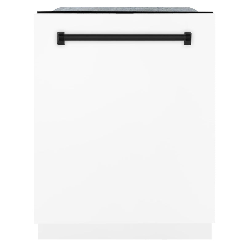 ZLINE Autograph Edition 3-Piece Appliance Package - 30" Dual Fuel Range, Wall Mounted Range Hood, & 24" Tall Tub Dishwasher in Stainless Steel and White Door with Matte Black Trim (3AKP-RAWMRHDWM30-MB) Appliance Package ZLINE 