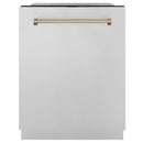 ZLINE Autograph Edition 3-Piece Appliance Package - 30" Dual Fuel Range, Wall Mounted Range Hood, & 24" Tall Tub Dishwasher in Stainless Steel with Champagne Bronze Trim (3AKP-RARHDWM30-CB) Appliance Package ZLINE 