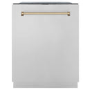 ZLINE Autograph Edition 3-Piece Appliance Package - 30" Dual Fuel Range, Wall Mounted Range Hood, & 24" Tall Tub Dishwasher in Stainless Steel with Champagne Bronze Trim (3AKP-RARHDWM30-CB) Appliance Package ZLINE 