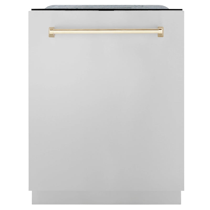 ZLINE Autograph Edition 3-Piece Appliance Package - 30" Dual Fuel Range, Wall Mounted Range Hood, & 24" Tall Tub Dishwasher in Stainless Steel with Gold Trim (3AKP-RARHDWM30-G) Appliance Package ZLINE 