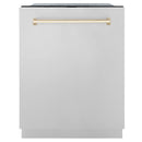 ZLINE Autograph Edition 3-Piece Appliance Package - 30" Dual Fuel Range, Wall Mounted Range Hood, & 24" Tall Tub Dishwasher in Stainless Steel with Gold Trim (3AKP-RARHDWM30-G) Appliance Package ZLINE 