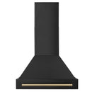 ZLINE Autograph Edition 3-Piece Appliance Package - 30" Gas Range, Wall Mounted Range Hood, & 24" Tall Tub Dishwasher in Black Stainless Steel with Champagne Bronze Trim (3AKP-RGBRHDWV30-CB) Appliance Package ZLINE 