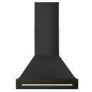 ZLINE Autograph Edition 3-Piece Appliance Package - 30" Gas Range, Wall Mounted Range Hood, & 24" Tall Tub Dishwasher in Black Stainless Steel with Champagne Bronze Trim (3AKP-RGBRHDWV30-CB) Appliance Package ZLINE 