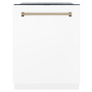 ZLINE Autograph Edition 3-Piece Appliance Package - 30" Gas Range, Wall Mounted Range Hood, & 24" Tall Tub Dishwasher in Stainless Steel and White Door with Champagne Bronze Trim (3AKP-RGWMRHDWM30-CB) Appliance Package ZLINE 