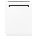 ZLINE Autograph Edition 3-Piece Appliance Package - 30" Gas Range, Wall Mounted Range Hood, & 24" Tall Tub Dishwasher in Stainless Steel and White Door with Matte Black Trim (3AKP-RGWMRHDWM30-MB) Appliance Package ZLINE 