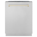 ZLINE Autograph Edition 3-Piece Appliance Package - 30" Gas Range, Wall Mounted Range Hood, & 24" Tall Tub Dishwasher in Stainless Steel with Gold Trim (3AKP-RGRHDWM30-G) Appliance Package ZLINE 