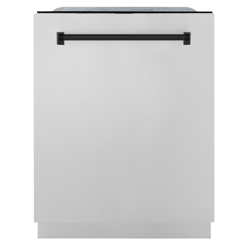 ZLINE Autograph Edition 3-Piece Appliance Package - 30" Gas Range, Wall Mounted Range Hood, & 24" Tall Tub Dishwasher in Stainless Steel with Matte Black Trim (3AKP-RGRHDWM30-MB) Appliance Package ZLINE 
