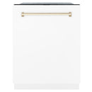 ZLINE Autograph Edition 3-Piece Appliance Package - 36" Dual Fuel Range, Wall Mounted Range Hood, & 24" Tall Tub Dishwasher in Stainless Steel and White Door with Gold Trim (3AKP-RAWMRHDWM36-G) Appliance Package ZLINE 