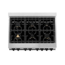 ZLINE Autograph Edition 3-Piece Appliance Package - 36" Dual Fuel Range, Wall Mounted Range Hood, & 24" Tall Tub Dishwasher in Stainless Steel and White Door with Matte Black Trim (3AKP-RAWMRHDWM36-MB) Appliance Package ZLINE 