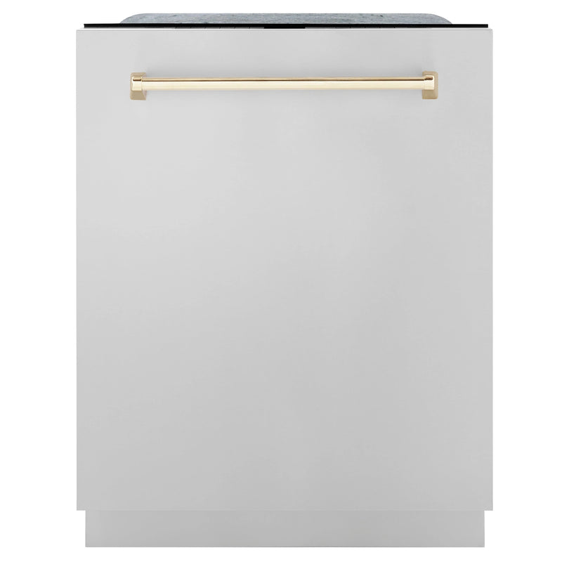 ZLINE Autograph Edition 3-Piece Appliance Package - 36" Dual Fuel Range, Wall Mounted Range Hood, & 24" Tall Tub Dishwasher in Stainless Steel with Gold Trim (3AKP-RARHDWM36-G) Appliance Package ZLINE 