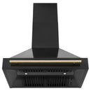 ZLINE Autograph Edition 3-Piece Appliance Package - 36" Gas Range, Wall Mounted Range Hood, & 24" Tall Tub Dishwasher in Black Stainless Steel with Gold Trim (3AKP-RGBRHDWV36-G) Appliance Package ZLINE 