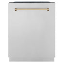 ZLINE Autograph Edition 3-Piece Appliance Package - 48" Gas Range, Wall Mounted Range Hood, & 24" Tall Tub Dishwasher in Stainless Steel with Champagne Bronze Trim Appliance Package ZLINE 