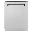 ZLINE Autograph Edition 3-Piece Appliance Package - 48" Gas Range, Wall Mounted Range Hood, & 24" Tall Tub Dishwasher in Stainless Steel with Matte Black Trim Appliance Package ZLINE 