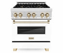 ZLINE Autograph Edition 30" 4.0 cu. ft. Dual Fuel Range with Gas Stove and Electric Oven in DuraSnow® Stainless Steel with White Matte Door and Gold Accents (RASZ-WM-30-G) Ranges ZLINE 