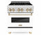 ZLINE Autograph Edition 30-Inch 4.0 cu. ft. Dual Fuel Range with Gas Stove and Electric Oven in DuraSnow Stainless Steel with White Matte Door and Gold Accents (RASZ-WM-30-G)