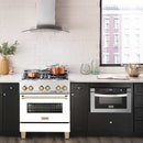 ZLINE Autograph Edition 30" 4.0 cu. ft. Dual Fuel Range with Gas Stove and Electric Oven in DuraSnow® Stainless Steel with White Matte Door and Gold Accents (RASZ-WM-30-G) Ranges ZLINE 