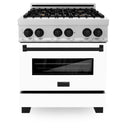 ZLINE Autograph Edition 30" 4.0 cu. ft. Dual Fuel Range with Gas Stove and Electric Oven in DuraSnow® Stainless Steel with White Matte Door and Matte Black Accents (RASZ-WM-30-MB) Ranges ZLINE 