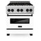 ZLINE Autograph Edition 30-Inch 4.0 cu. ft. Dual Fuel Range with Gas Stove and Electric Oven in DuraSnow® Stainless Steel with White Matte Door and Matte Black Accents (RASZ-WM-30-MB)