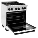ZLINE Autograph Edition 30" 4.0 cu. ft. Dual Fuel Range with Gas Stove and Electric Oven in DuraSnow® Stainless Steel with White Matte Door and Matte Black Accents (RASZ-WM-30-MB) Ranges ZLINE 