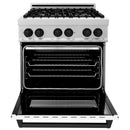 ZLINE Autograph Edition 30" 4.0 cu. ft. Dual Fuel Range with Gas Stove and Electric Oven in DuraSnow® Stainless Steel with White Matte Door and Matte Black Accents (RASZ-WM-30-MB) Ranges ZLINE 